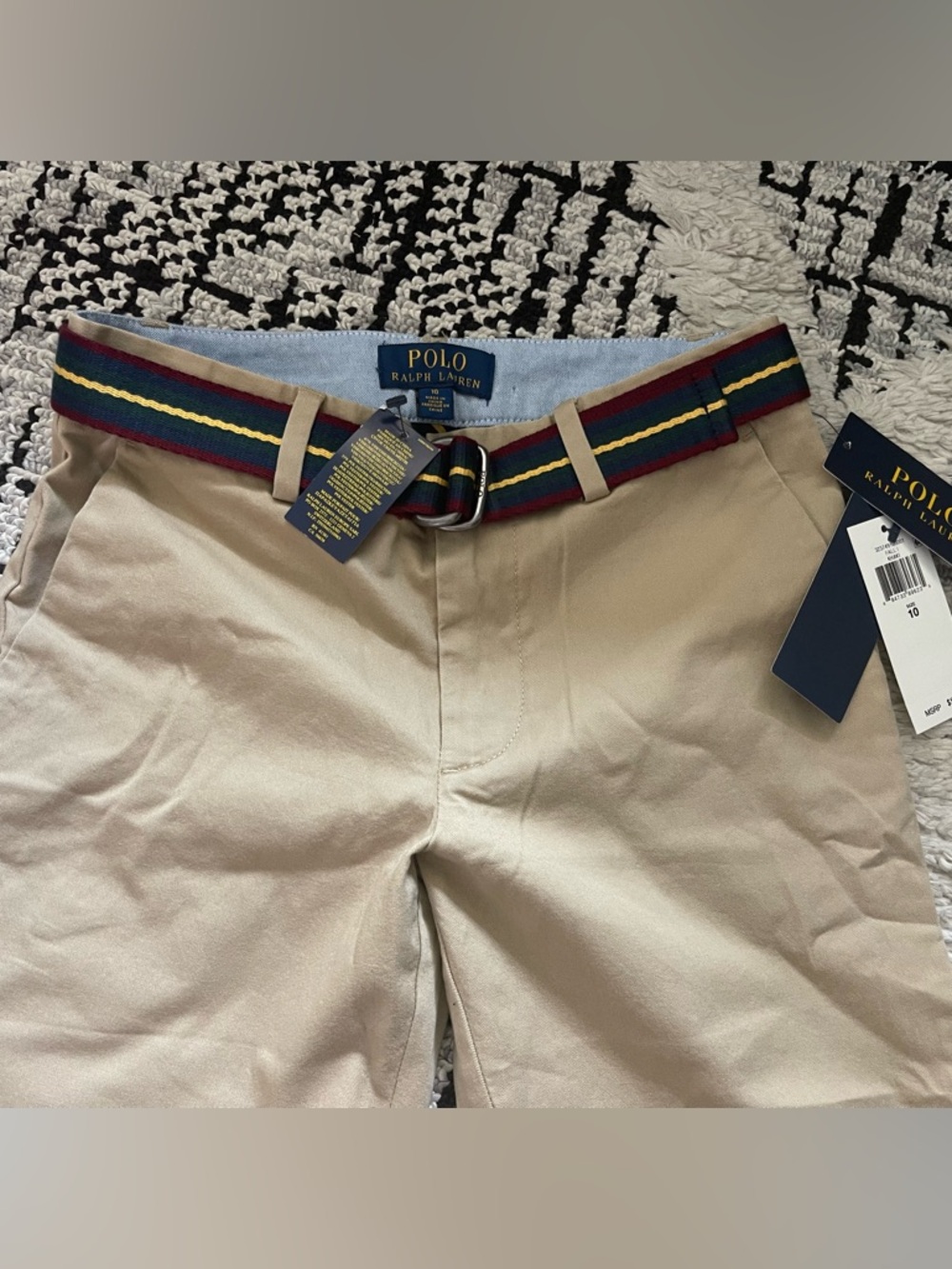 Polo by Ralph Lauren Kids Tan Chino Pants with Striped Web Belt